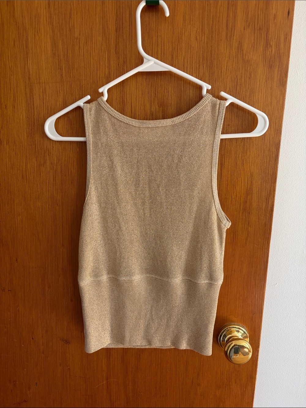 Cache Taupe Metallic Wrap-Style Tank Top - Picture 3 of 4